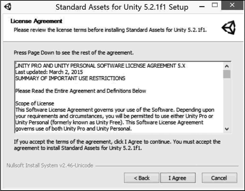 Unity资源安装协议页面