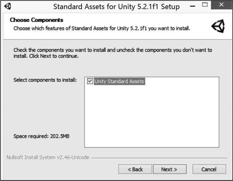 Unity资源安装组件界面