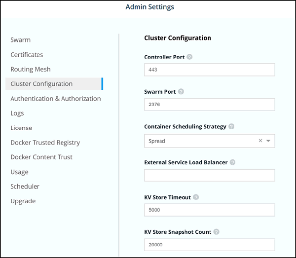 通过Admin Settings页面查看相关选项