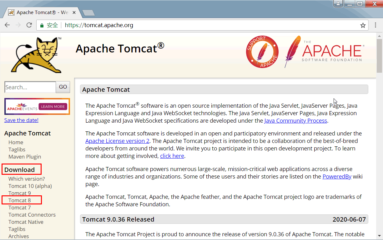 Tomcat 官网首页